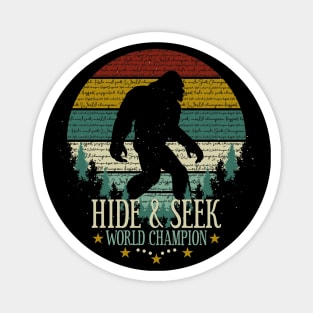 Hide and Seek World Champion Retro Vintage Bigfoot Sunset Magnet